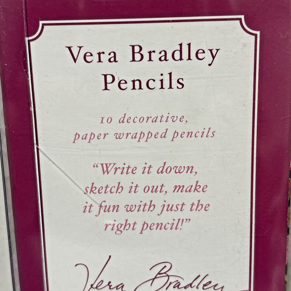 Vera Bradley 10 Paper Wrapped Pencils Box Set Take Note Collection 1 Sharp Used - Picture 6 of 7